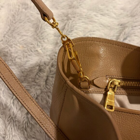 MIU MIU Vintage Madras Beige Leather Shoulder Bag - Picture 12 of 13